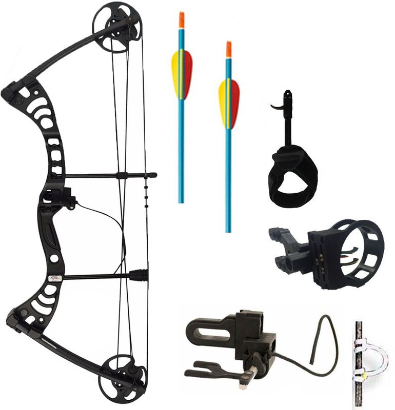 Лук блочный Man Kung "MK-CB50BK-KIT", цвет: черный, длина натяжения 19-29"