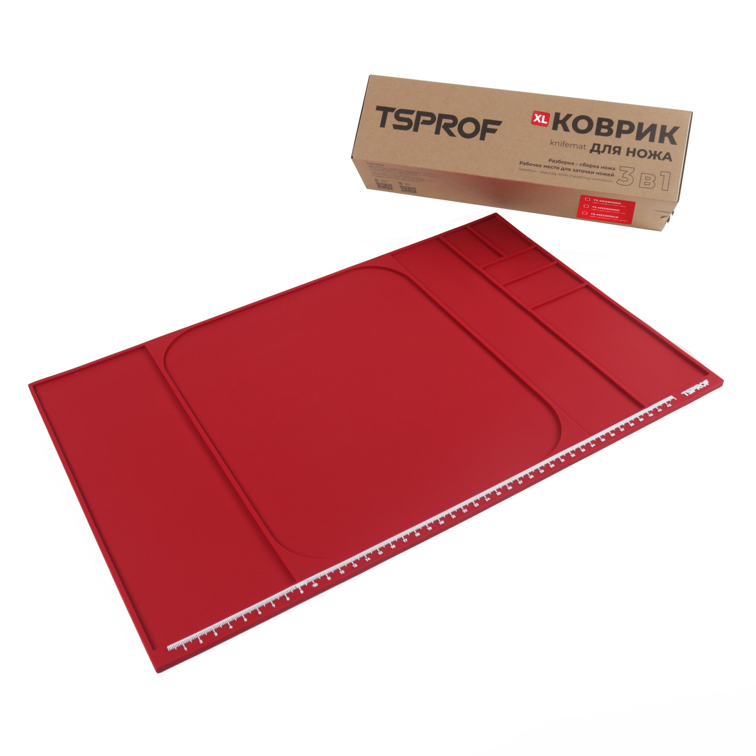 Коврик TSPROF XL для сборки, разборки, заточки ножей (красный) — изображение 2