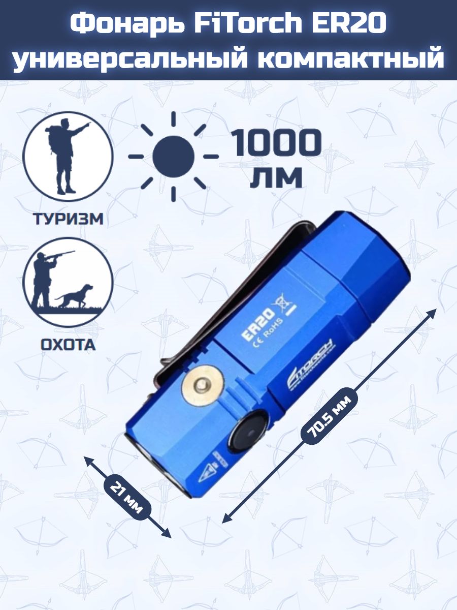 Фонарь FiTorch ER20 универсальный компактный (синий)