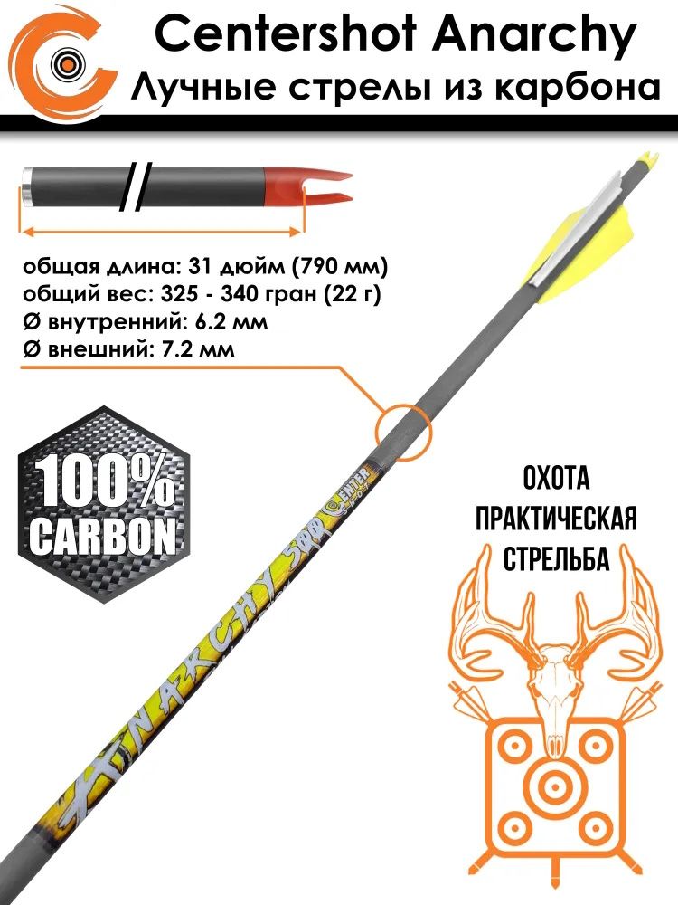 Стрела лучная карбоновая Anarchy 500 (3 шт) — изображение 4